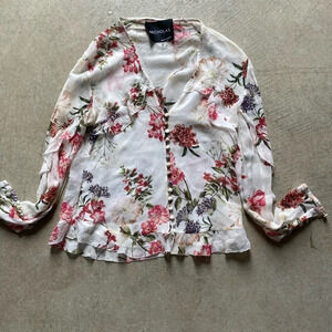 NICHOLAS Silk Blouse Flower Ruffled